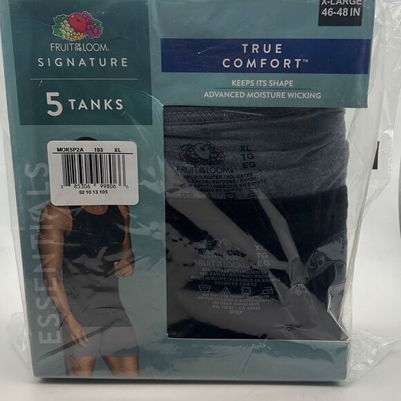 Fruit‎ of the Loom Men's Essentials 5-Pack Pure Comfort Tanks- Men XL ( 42-44) - Picture 1 of 4